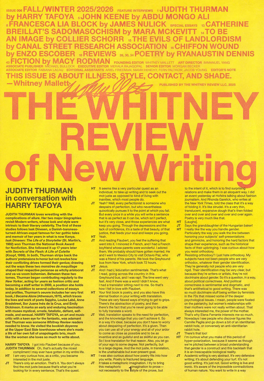 The Whitney Review of New Writing #6